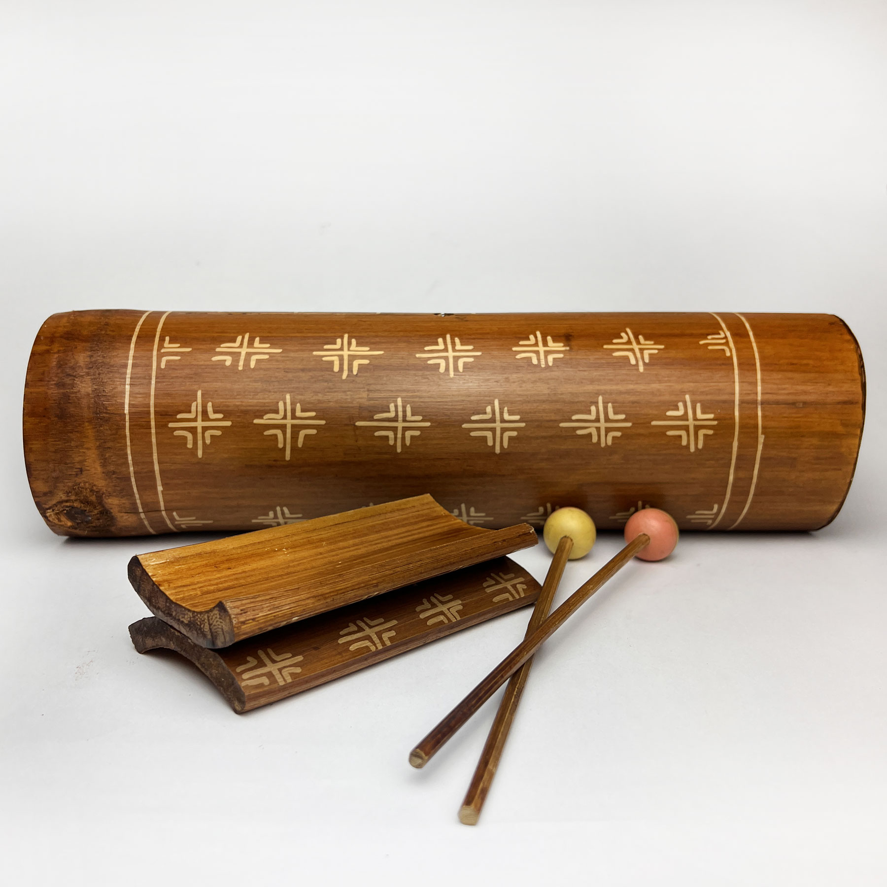 Rhythmiktrommel Zungentrommel Schlitztrommel handgefertigt aus Bambus 2 Töne