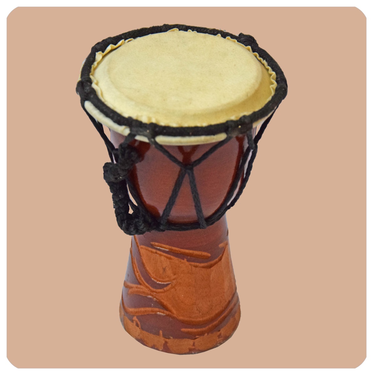 Djembe | geschnitzt 15 cm | Bongo Afrikanische Trommel aufwendige Schnitzerei