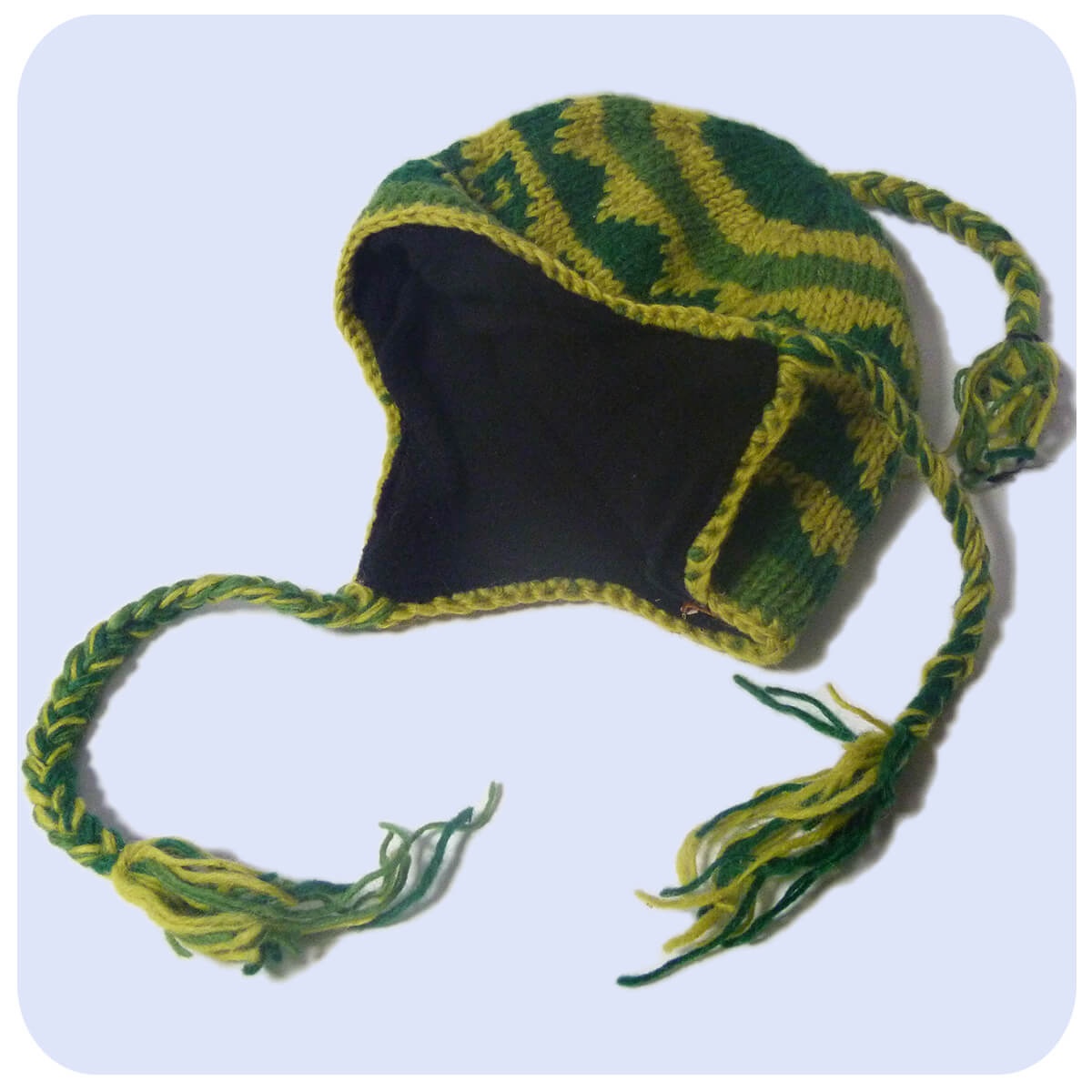 Strickmütze Bindemütze Wollmütze Winter Mütze mit lange Bänder aus Wolle, weichem Fleece Innenfutter