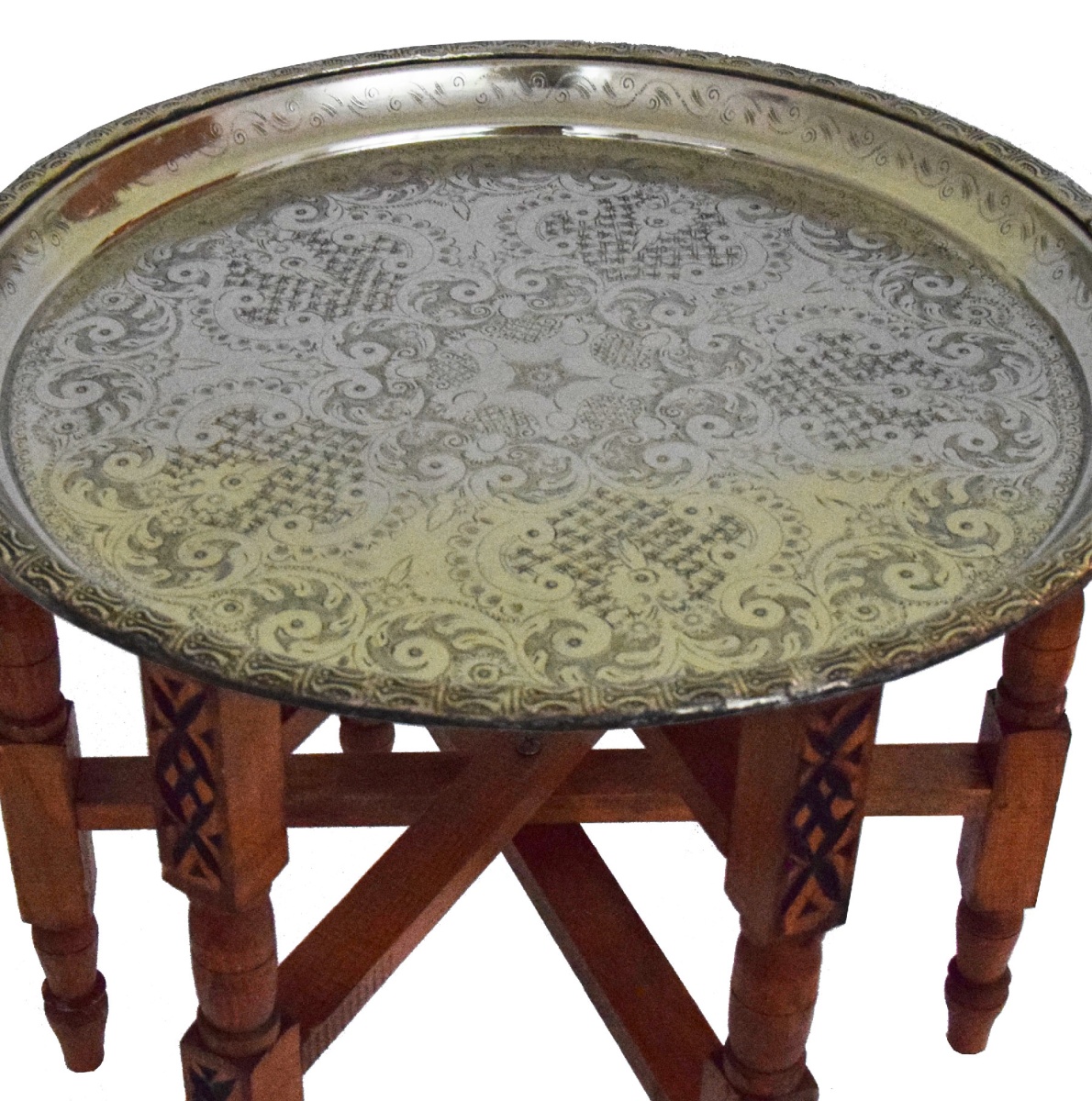 Table marocaine table d'appoint table à thé orientale avec plateau antique -grand-