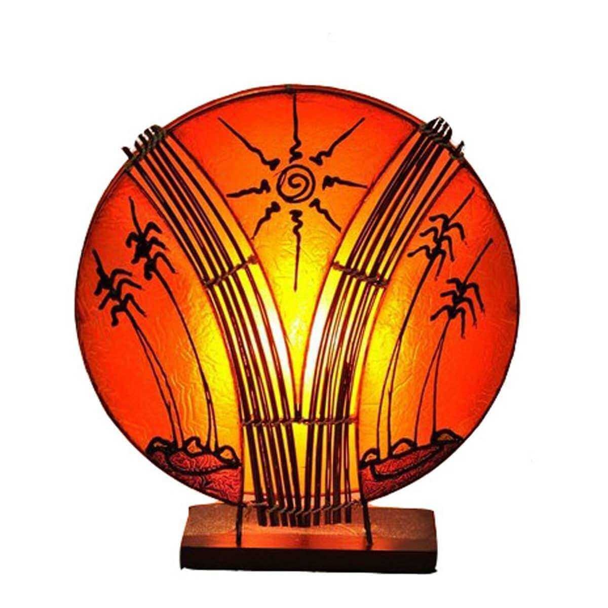 Deko-Leuchte Stimmungsleuchte asiatische Lampe Stehleuchte Tischleuchte Tischlampe Bali Asia PALME klein 36 cm