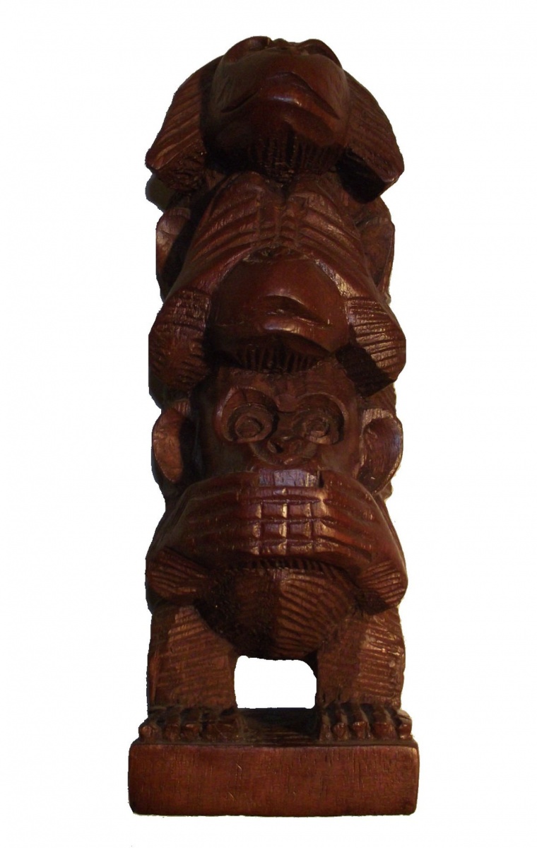Holz Figur Skulptur Abstrakt Holzfigur Statue Afrika Asia Handarbeit Deko 3 Affen